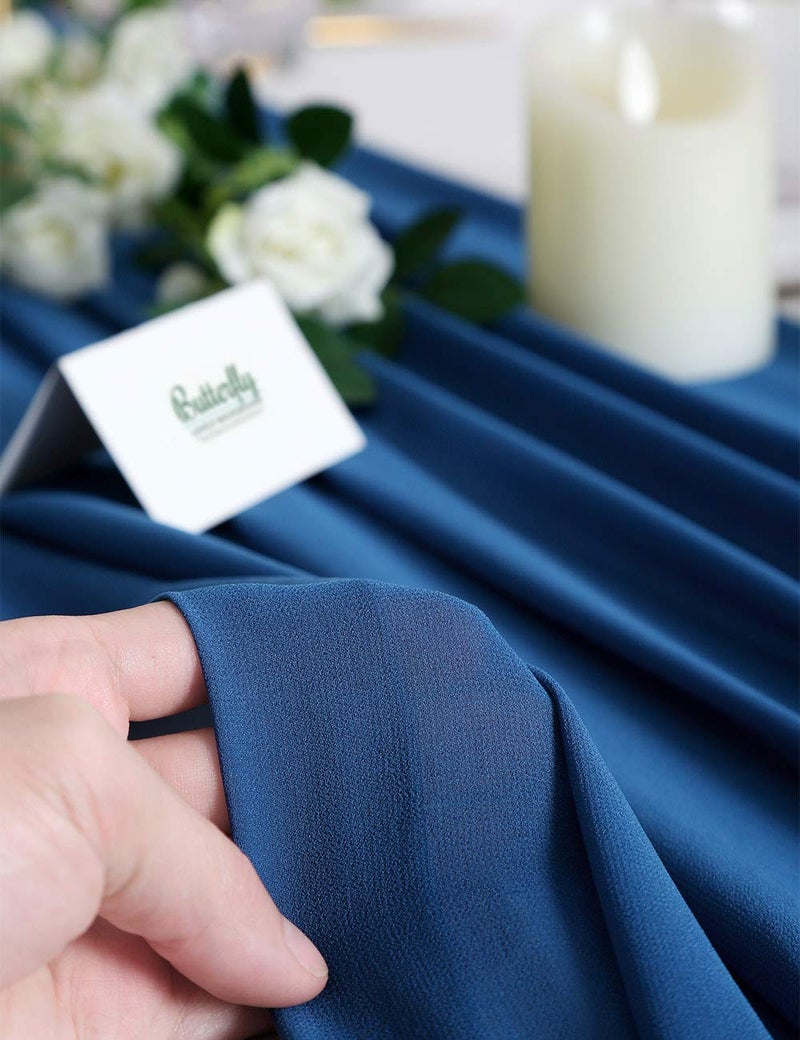 B.Cool B-COOL Blue Table Runners Chiffon Table Runner 27x120 inch Wedding Table Runner Soft Farbic for Wedding Holiday Thanksgiving Day Christmas Decoration Navy Blue - Image 2